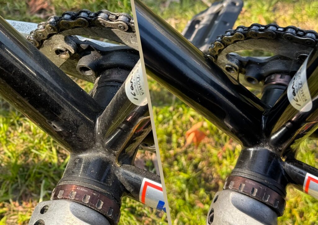 自転車の洗車。BB周りは基本的に汚れている。