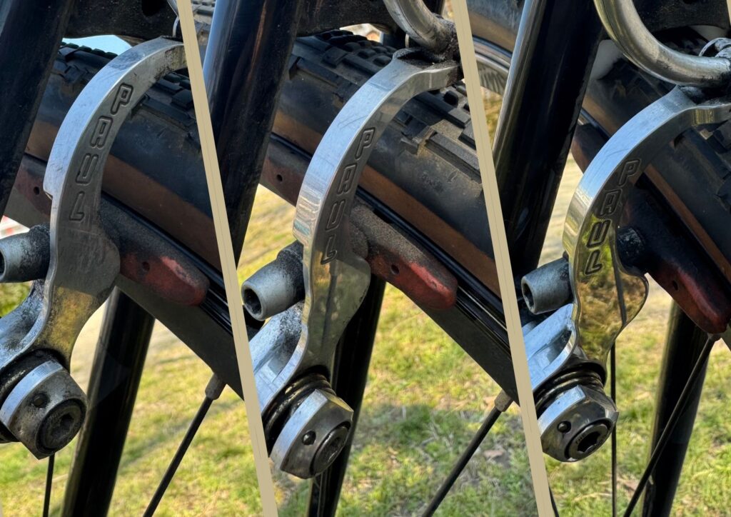 自転車ブレーキの洗車のビフォーアフター