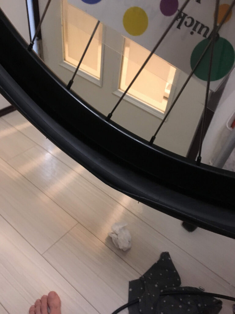 ホイールにチューブを添わせていく